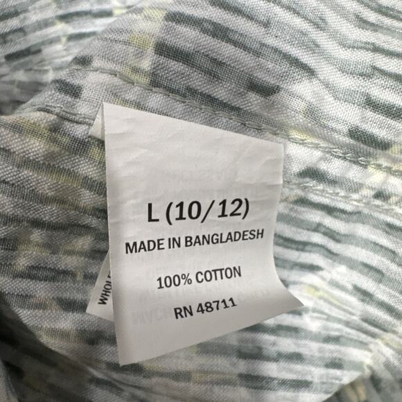 Colorful Planet Boys Size 10/12 Green Geo Button Up Shirt Short Sleeve Artsy - Picture 9 of 9